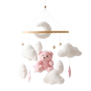 Animale fatto a mano morbido nuvola <span class=keywords><strong>luna</strong></span> stella adorabile soffice orso rosa mobile con anello di bambù naturale per la doccia regalo - Product Image 1