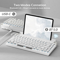 Nuevo Teclado Mecánico Retro con Diseño de Puntos, Tamaño Completo, Retroiluminado, USB-C, Inalámbrico, Modo Dual, para Escritorio, Teléfono Móvil, Tableta, MAC