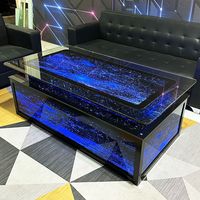 Table de bar de luxe commerciale moderne en verre et métal avec éclairage LED lumineux, tables de bar à cocktails LED, meubles de table de nuit scintillants