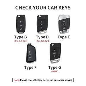 Funda de Cuero para Llaves de Coche, Llavero para VW Volkswagen Golf 7 MK7 Tiguan MK2 para Ateca Leon <span class=keywords><strong>FR</strong></span> <span class=keywords><strong>Ibiza</strong></span> Skoda Octavia Kodiaq - Product Image 3