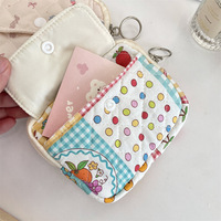 WAALUU Style coréen Quilting portefeuille carte ID mignon dessin animé fleur matelassé maquillage sac de rangement certificat sac carte sac clé portefeuille