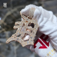 Pendentif en argent sterling 925 serti de moissanite, mosaïque inversée, lettre B personnalisée, bijoux hip-hop pour rappeur
