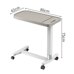 Table de repas mobile hydraulique ABS avec roulettes, table de chevet médicale réglable en hauteur, chariot de repas pour hôpital - Product Image 3