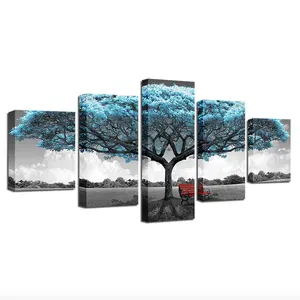 MultiパネルModern Decoration Natural Blue Tree PaintingにCanvas Scenery Wall Art Print Picture