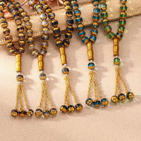 Tasbih Muslim Arab 33 Butir 10cm, Rosario Kaca, Tali Tangan Tesbi, Misbaha, Hazan, Gelang Manik, Trendi, Hadiah Ulang Tahun, Lainnya
