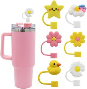 A prova di polvere 10 mm 0.4 in paglia riutilizzabile punte carine <span class=keywords><strong>Daisy</strong></span> fiori nuvola animale anatra Toppers paglia per regali di natale - Product Image 1