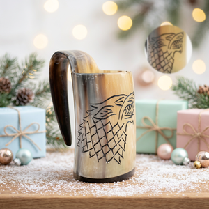 Tasse à boire en corne de buffle Viking, faite à la main, polie, forme naturelle, écologique, passe au lave-vaisselle, pour bière et vin, FAIZA CRAFT - Product Image 1