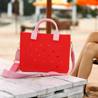 Sac à main en EVA imperméable pour femmes avec fermeture ouverte, bandoulière, style sac de plage, design perforé