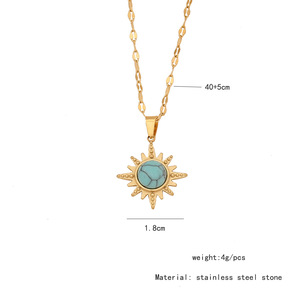 Collier pendentif en pierre naturelle ronde de haute qualité en gros personnalisé pas cher collier à breloques étoile en pierre naturelle ronde vintage - Product Image 6