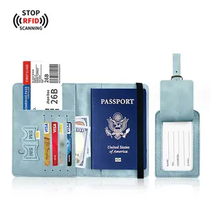 批发定制PU皮革护照套畅销书旅行钱包带卡盒票槽RFID阻挡护照夹