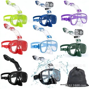 Masque de plongée avec tuba, deux fenêtres, silicone liquide, anti-buée, verre trempé pour adultes, sports nautiques - Product Image 5