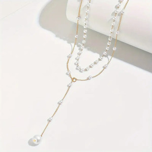 สร้อยคอจี้ห้อยไข่มุกชุบทองสำหรับผู้หญิงของขวัญวันครบรอบวันเกิด - Product Image 3