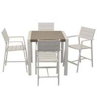 Mobilier d'extérieur en aluminium Ensemble table et chaises de jardin modernes avec dessus de table en verre trempé et chaises respirantes pour le patio