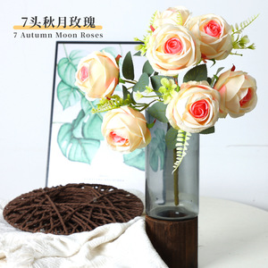 Rosas Artificiales de Otoño con 7 Cabezas, Alta Simulación, para Decoración de Bodas y Hogar, Estilo Clásico, 30cm-100cm - Product Image 1