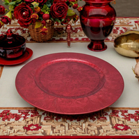 Assiette de présentation Xiangjin 13 pouces en plastique PP avec motif végétal, couleur personnalisée, sans BPA, pour mariages et événements
