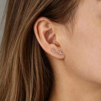 Dainty Fruits Clou d'oreille pour cartilage en Argent sterling 925 avec Zircone cubique colorée, Bijoux