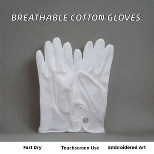 Gants tactiles en coton sur mesure, longueur poignet, respirants, séchage rapide, quatre saisons, brodés, pour le sport, l'église, les loisirs et la protection des mains - Product Image 2