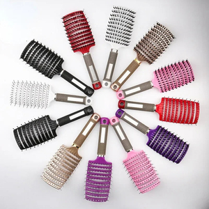 Cepillo para el cabello con masajeador de cuero cabelludo, cepillo de cerdas y nailon para desenredar cabello rizado y mojado para mujer, herramientas de peluquería y estilismo para salón. - Product Image 2