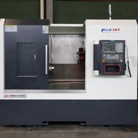 TCK56y Tour CNC à lit incliné, centre de tournage horizontal à alimentation automatique et robuste en métal avec fraisage à une seule broche TCK50y