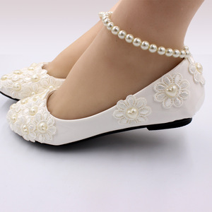 S3539F di alta qualità nuova cavigliera bianca decorativa piatta di grandi dimensioni in pizzo da sposa da donna - Product Image 6