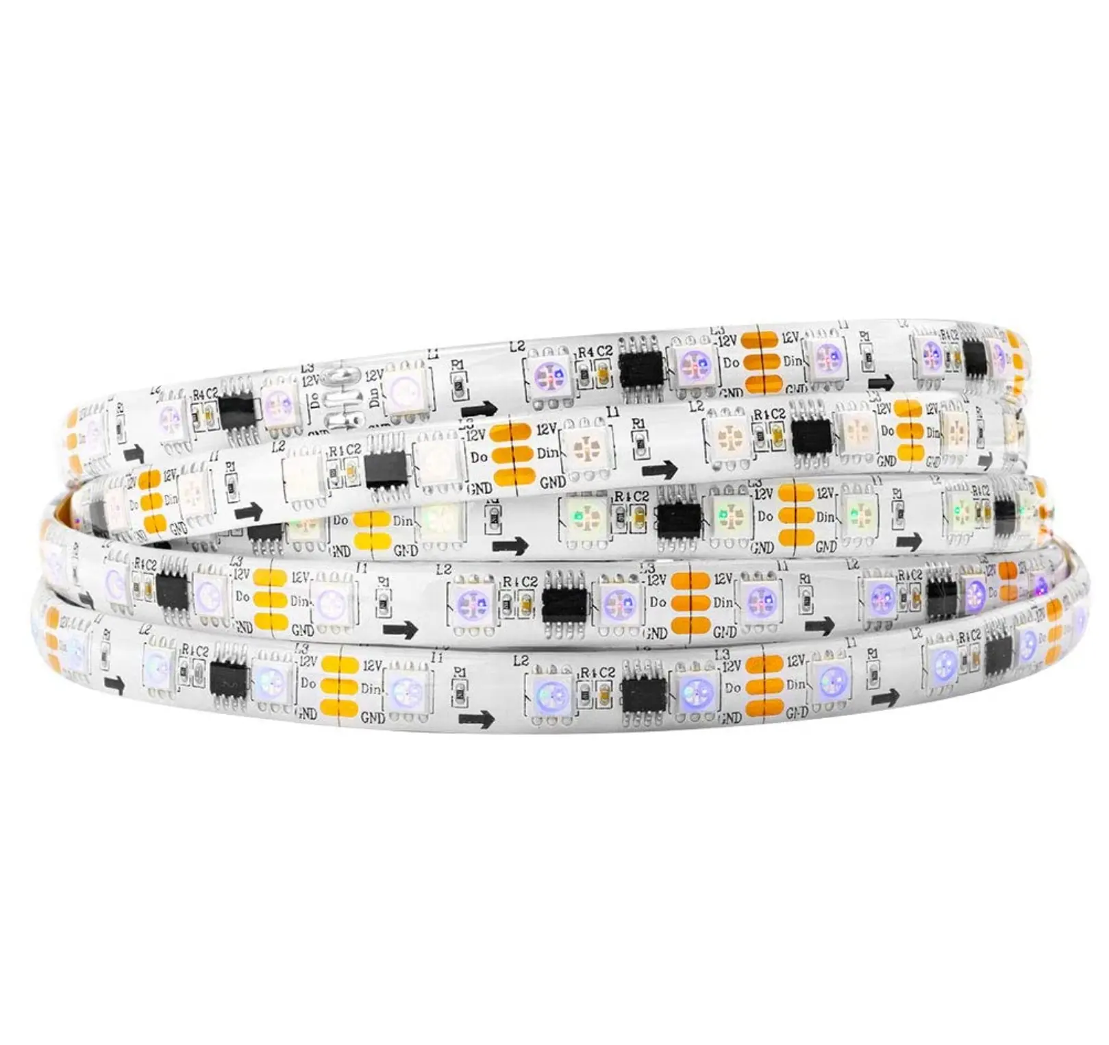 12v smd5050 ws2811 fita led rgb, endereçável, rgb, flexível