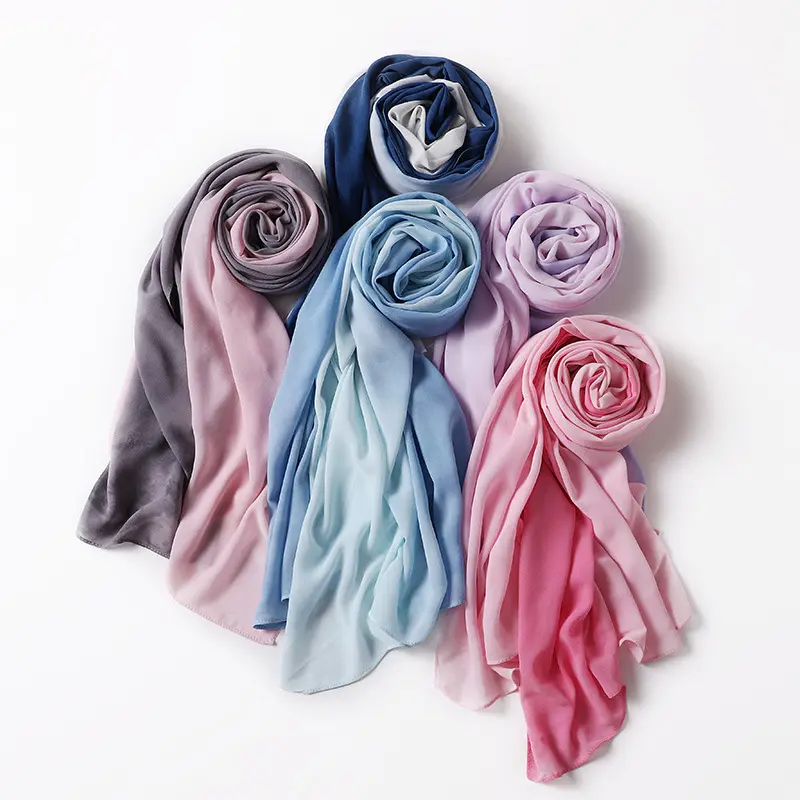 Yibaoli Hijab Lieferant Großhandel 58 Farben Krawatte Farbstoff bunte Hijab Chiffon gedruckt Chiffon Hijab