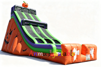 Vente du nouveau toboggan gonflable commercial à double piste sur le thème de la citrouille d'Halloween. Taille personnalisable disponible.