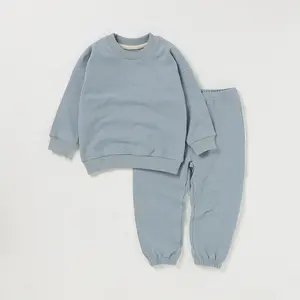 GOTS Cotton Knitted French Terry Winter Warm Baby Clothing Set Baby Sweatsuits Baby Joggers