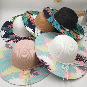 Women Paper Floppy Beach <b>Straw</b> <b>Hat</b> With Print Logo Bowknot Summer Sun <b>Hat</b> Foldable 2024 <b>Straw</b> <b>Hat</b> - Product Image 1
