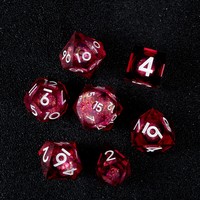 Ensemble de dés en résine liquide rouge, 7 pièces, bords tranchants, polyédriques, pour D&D, jeux de rôle de table
