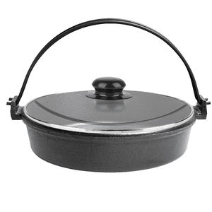 หม้อซูเกียกิเหล็กหล่อญี่ปุ่นเคลือบพร้อมใช้งาน หม้อเตะสึ นาเบะ หม้อชาบุ พร้อมฝาไม้ - Product Image 6
