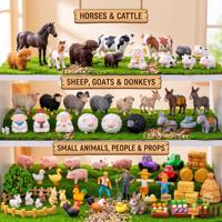 Figurines en résine 3D de véhicules agricoles et d'animaux de ferme (lapin, cochon, canard, coq, poule, cerf) et de facteurs de terres, ainsi que des effaroucheurs de terres, pour maison de poupées