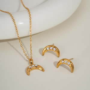 Conjunto de Collar y Aretes de Acero Inoxidable Chapado en Oro de 14K, Diseño Nuevo, Resistente al Agua, Joyería de Regalo de Boda para Mujer - Product Image 6