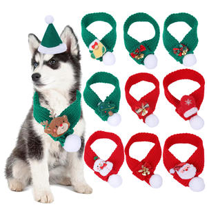 Nouvel ensemble é<span class=keywords><strong>charpe</strong></span> et bonnet pour animaux de compagnie, <span class=keywords><strong>chien</strong></span> et chat, mignon, hiver, Noël, multi-tailles, fil rouge et vert - Product Image 2