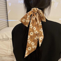 Doux Fleur Imprimé Long Ruban Soie Satin Écharpe Sac Cravate Femmes Foulards Bandeau Dame Foulard Rubans