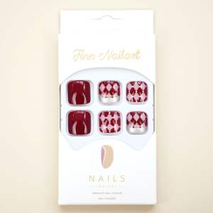Vin rouge Plaid orteil presse sur <span class=keywords><strong>ongles</strong></span> 24 pièces <span class=keywords><strong>bordeaux</strong></span> damier <span class=keywords><strong>faux</strong></span> <span class=keywords><strong>ongles</strong></span> avec adhésif pédicure Art gros orteil <span class=keywords><strong>ongles</strong></span> conseils - Product Image 3