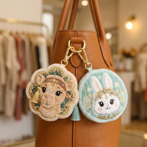 Portamonete in peluche Kawaii con gioielli, ricamato a forma di animale (Cammello, Coniglio, Cervo, Falco), con cerniera, portachiavi, ciondolo per borsa, logo personalizzabile, per ragazze - Product Image 2