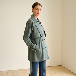 Manteau trench court à double boutonnage personnalisé pour femmes - Product Image 2