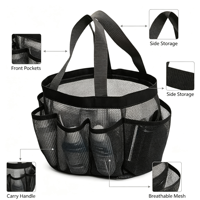 Panier de Douche en Maille PVC BSCI avec Poignée, Séchage Rapide, Sac de Voyage Portable pour Cosmétiques et Articles de Toilette