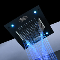Ensemble de douche musical noir thermostatique 3 fonctions Pomme de douche pluie brume cascade téléphone Musique encastré au plafond