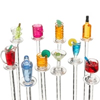 Coloré 10 pièces clair boisson agitateurs Cocktail boisson agitateurs en plastique Buffet bâtons pour Fruits Cocktail Bars Cafés Restaurants