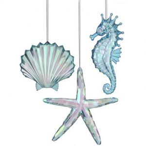 Usine nouveauté cadeaux arbre de noël boule décoration pendentif <span class=keywords><strong>poisson</strong></span> coquille étoile animal figurine verre ornement - Product Image 3