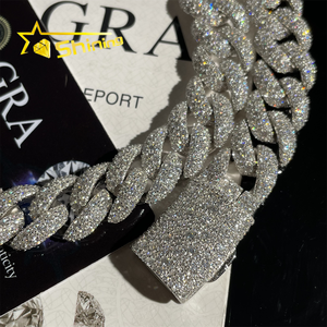 Cadena de Eslabón Cubano de Moissanita Iced Out de 14mm en Plata Esterlina 925 para Hombre, Joyería Hip Hop con Engaste de Mosaico que Pasa la Prueba de Diamantes - Product Image 4