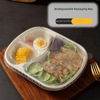 Boîte alimentaire jetable biodégradable avec couvercle haut, à compartiments simples ou doubles, en pulpe de cellulose