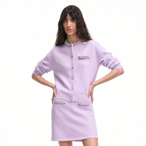 Completo in maglia stile francese da donna |   Manica lunga con dettagli in strass e tasche per ufficio, uscite e tempo libero - Product Image 3