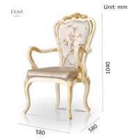 Chaise de salle à manger en bois massif sculpté antique, classique, sans accoudoirs, pour loisirs à la maison, style français
