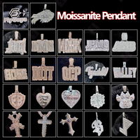 Pendentif Moissanite entièrement serti, motif tête de Jésus 3D, en argent 925, Moissanite VVS personnalisée, style Hip Hop, idéal pour cadeau