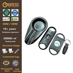 Cenicero de cerámica hecho a mano de alta calidad, encendedor de lujo, cortador de cigarros en forma de V y juego de accesorios para fumar - Product Image 1