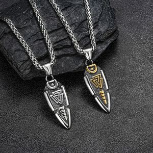 Collar con Colgante de Lanza Vikinga de Acero Inoxidable 316L, Joyería para Motociclistas, Collar con Colgante de Flecha Vikinga, Collar con Runa Triangular - Product Image 1