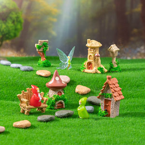 Décoration de <span class=keywords><strong>jardin</strong></span> féerique en résine peinte à la main, motif abstrait artistique de dessin animé, champignon magique, maison en souche, vente en gros - Product Image 1